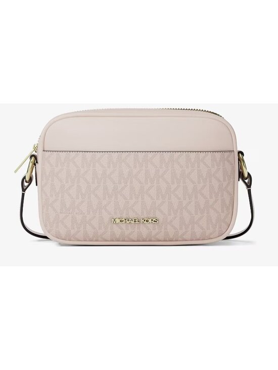Michael Kors Handbags - Michael Kors Jet Set Small Signature Logo Camera Crossbody Bag Powder Blush NWT